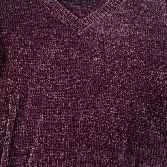 Dark Purple Fuzzy Knit Sweater - Picture 4 of 5